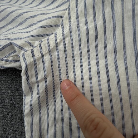 Brooks Brothers 16.5 Classic Fit Button Up Shirt Short Sleeve Striped Blue White - Picture 13 of 16